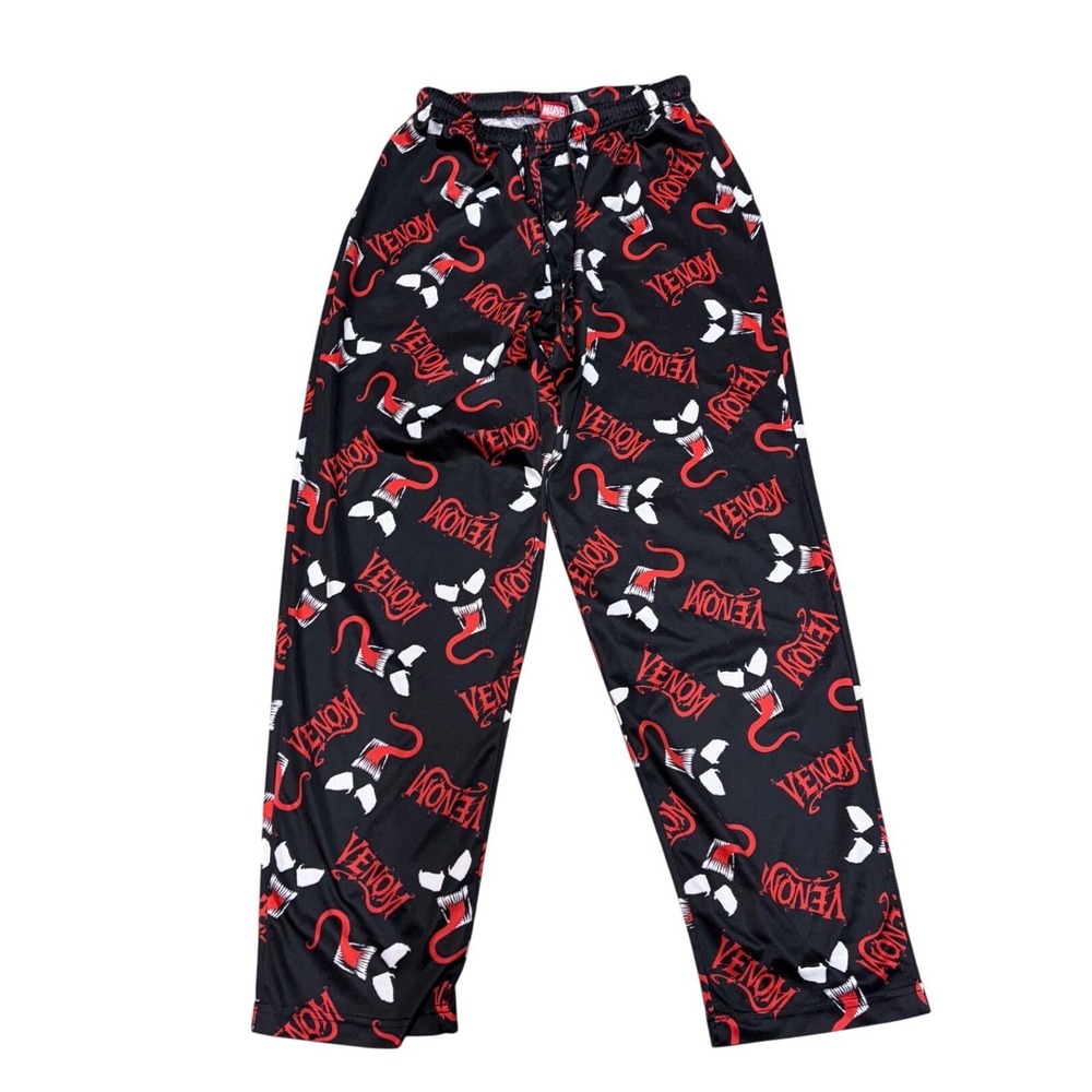 Marvel Venom Mens Pajama Pants‎ Black Red All Over Print Mesh Lounge Bottoms M